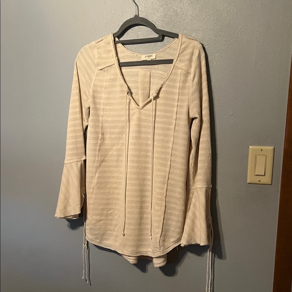 Umgee Cream Tunic with Drawstring Accents